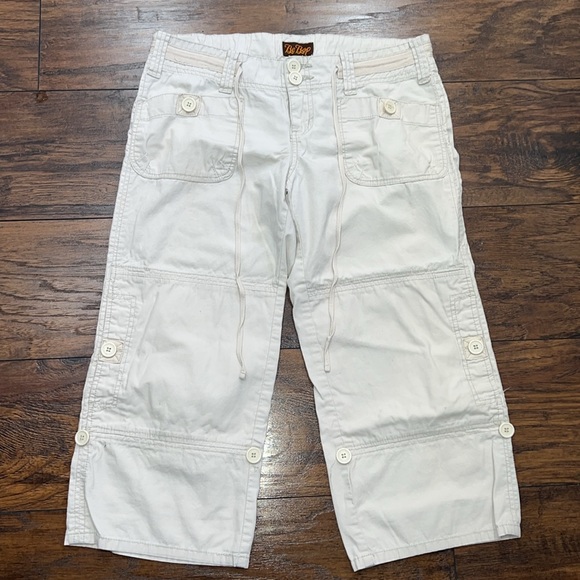 BeBop Junior size 9 khaki tan 💯 % cotton crop Capri pants adjustable length EUC - Picture 1 of 7
